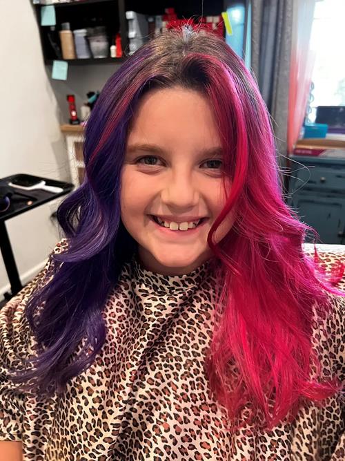 Denver hair extensions, Denver Colorado. This QD wanted two separate colors and had been dying to ge(..)